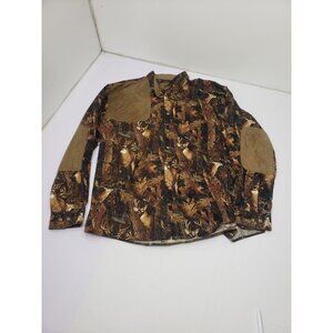 NORTH RIVER Outfitters Button-Down Deer Camo Shirt Sz XL Brown Shooting Hunting